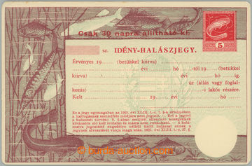 270765 - 1944 MAĎARSKO / Rybářský lístek Idény - Halászjegy s
