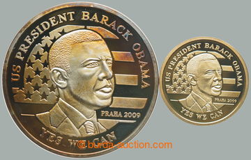 270846 - 2009 BARACK OBAMA V PRAZE / Au+Ag medaile, Au 0.585, 20mm, 3