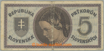 270890 - 1945 Ba.55a, 5Ks b.l. (1945), hledaná první série A 001 (