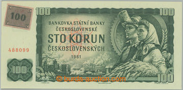 270921 - 1993 Ba.CZ1Ab1, 100Kčs 1961 s nalepeným kolkem, II. vydán