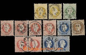 27116 - 1867 Mi.35-39, 13 pcs of stamps with one-circle postmarks sm