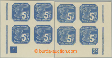 271280 - 1939 Pof.NV2, I. vydání 5h modrá, levý a pravý rohový 