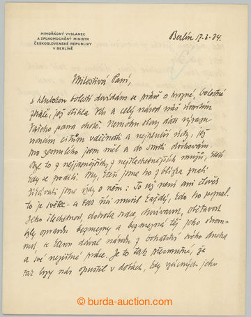 271329 - 1934 MASTNÝ Vojtěch (1874-1954), významný československ