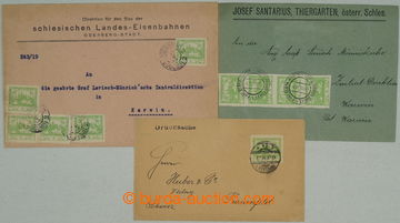 271355 - 1919 sestava 3ks celistvostí vyfr. zn. 5h světle zelená, 