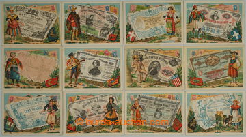 271399 - 1890? REKLAMNÍ KARTIČKY / sestava 12ks barevných lito kar