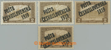 271402 -  Pof.115, 2K hnědá, sestava 4ks zn., všechny typy I. - II