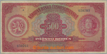 271437 - 1929 Ba.23b, 500Kč 1929, série A, dotištěná čárka nad