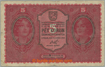 271500 - 1919 Ba.8, 5Kč 1919, série 0068; drobné natržení v okra