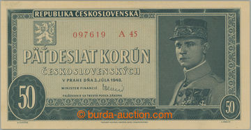 271518 - 1948 Ba.81b, 50Kčs 1948, série A45; pouze nepatrné stopy 
