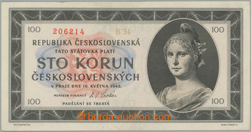 271521 - 1945 Ba.77a1, 100Kčs 1945, série B34; lehký svislý přeh