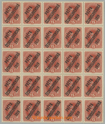 271583 -  Pof.38, Karel 15h červenohnědá, 25-blok, bezvadně centr