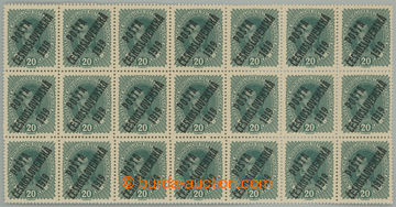 271584 -  Pof.38, Karel 20h modrozelená, 21-blok, bezvadně centrova