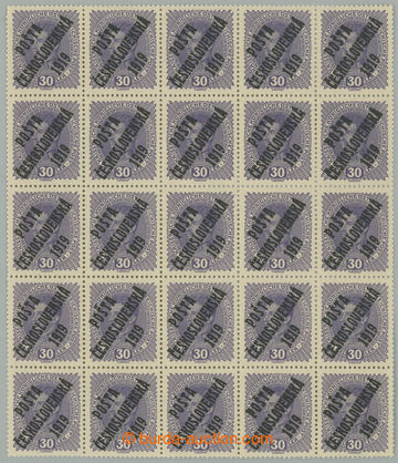 271586 -  Pof.41, Karel 30h fialová, 25-blok, bezvadně centrované 