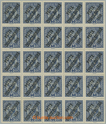 271590 -  Pof.44, Znak 60h tmavě modrá, 25-blok, bezvadně centrova