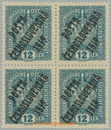 271597 -  Pof.37, Koruna 12h zelenomodrá, 4-blok, bezvadně centrova