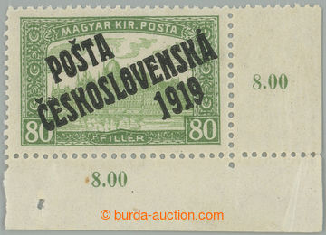 271620 -  Pof.113, 80f zelená, pravý dolní rohový kus, přetisk I