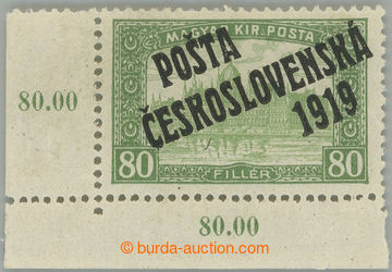 271625 -  Pof.113, 80f zelená, II. typ přetisku, levý dolní rohov