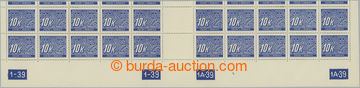 271763 - 1939 Pof.DL13, 10K modrá, řezaný dolní krajový 20-pás 