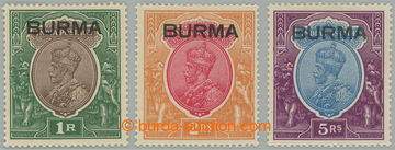 271797 - 1937 SG.13-15, indické přetiskové Jiří VI. 1R - 5R, př
