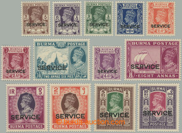 271800 - 1946 SG.O28-O40, služební Jiří VI. 3Pia - 10Rs s přetis