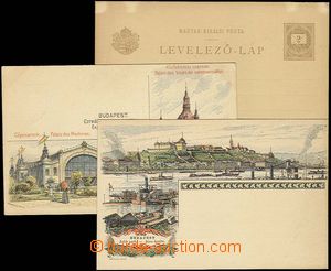 27193 - 1896 3x litografická dopisnice Mi.P19, Budapešť - každá