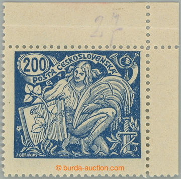 272031 -  Pof.174A, 200h modrá, II. typ s ŘZ 13¾, rohový kus; ná