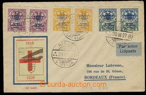 27205 - 1927 airmail letter to France with Mi.100, 101, 102 in pairs