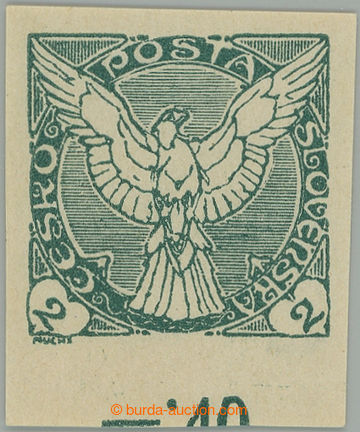 272387 - 1918 Pof.NV1, Sokol v letu 2h zelená, dolní krajová zn. s
