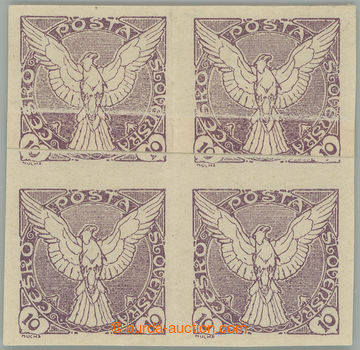 272400 - 1918 Pof.NV4 VV, Sokol v letu 10h fialová, 4-blok s vodorov