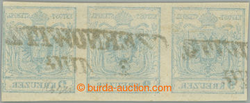 272585 - 1850 OBTISK / Ferch.5HPIIIa, Znak 9Kr modrá, vodorovná 3-p