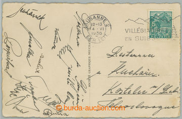272857 - 1936 FOOTBALL / postcard sent from Lausanne with signatures 