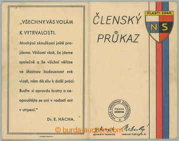 273045 - 1941 NÁRODNÍ SOURUČENSTVÍ / členský průkaz Národníh