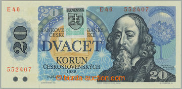 273364 - 1993 Ba.SK1, 20Kčs 1988 s nalepeným kolkem, série E46; be