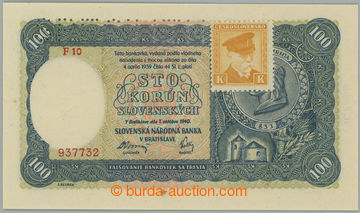 273372 - 1945 Ba.63b, 100Ks 1940 II. vydání s nalepeným kolkem, hl