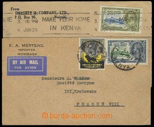 27342 - 1935 1x airmail letter to Prague, with SG.112, 126, CDS Momb