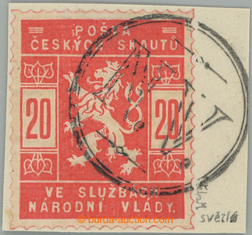 273498 - 1918 Pof.SK2a, 20h světle červená, na výstřižku s kruh