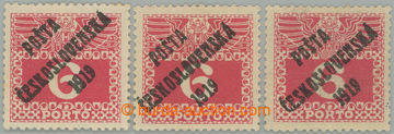 273524 -  Pof.67, Velké číslice 6h červená, 3ks, I., II. a III. 
