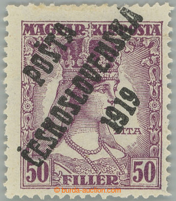 273561 -  Pof.123, Zita 50f fialová, II. typ přetisku; po nálepce,