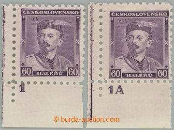 273573 - 1933 Pof.272 DČ, Tyrš 60h fialová bez pruhů v lepu, 2x l
