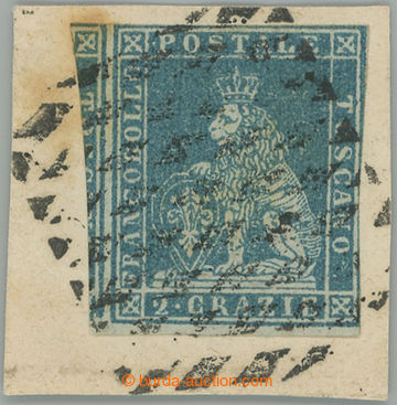 273587 - 1851-1852 Sass.5, Medicejský lev 2Cr azzuro chiarro su grig