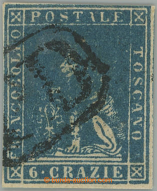 273589 - 1857 Sass.15, Medicejský lev 6Gr azzuro chiaro; bezvadný k