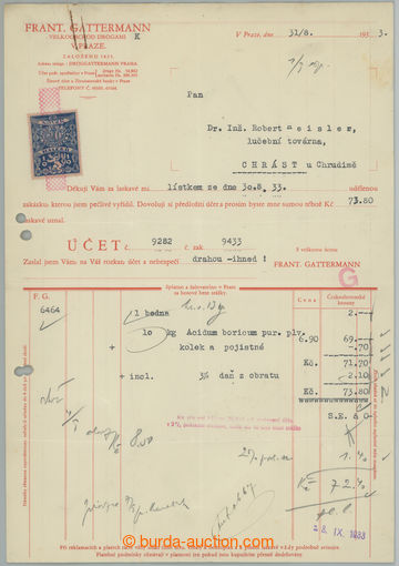273612 - 1933 FISKÁLNÍ ZNÁMKY / Mng.F21, identifikační faktura s