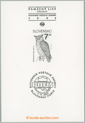 273630 - 1995 PT3, Výr skalní, přítisk POFIS Bratislava, náklad 