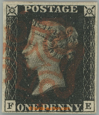 273636 - 1840 SG.2, PENNY BLACK černá, písmena F-E, TD 5, lehký o