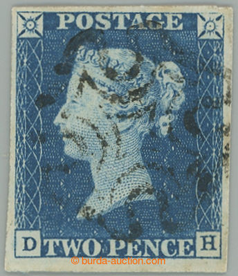 273637 - 1840 SG.5, TWO PENCE BLUE, TD 1, písmena D-H, lehký otisk 