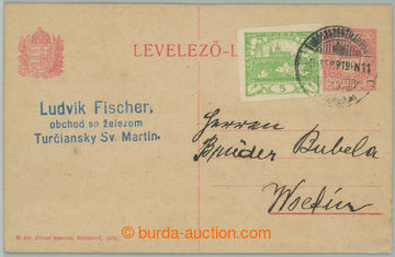 273653 - 1919 CPŘ33 souběžná uherská dopisnice 10f červená, do