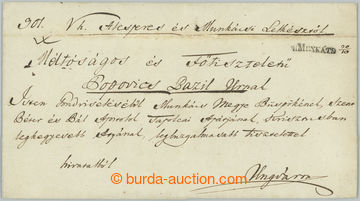 273654 - 1847 V. MUNKÁTS, řádkové razítko s ručně dopsaným da