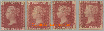 273664 - 1864-1879 SG.43, PENNY RED (rose-red), sestava 4 neupotřebe