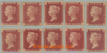 273665 - 1864-1879 SG.43, PENNY RED (rose-red), sestava 10 neupotřeb