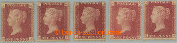 273666 - 1864-1879 SG.43, PENNY RED (rose-red), sestava 5 neupotřebe